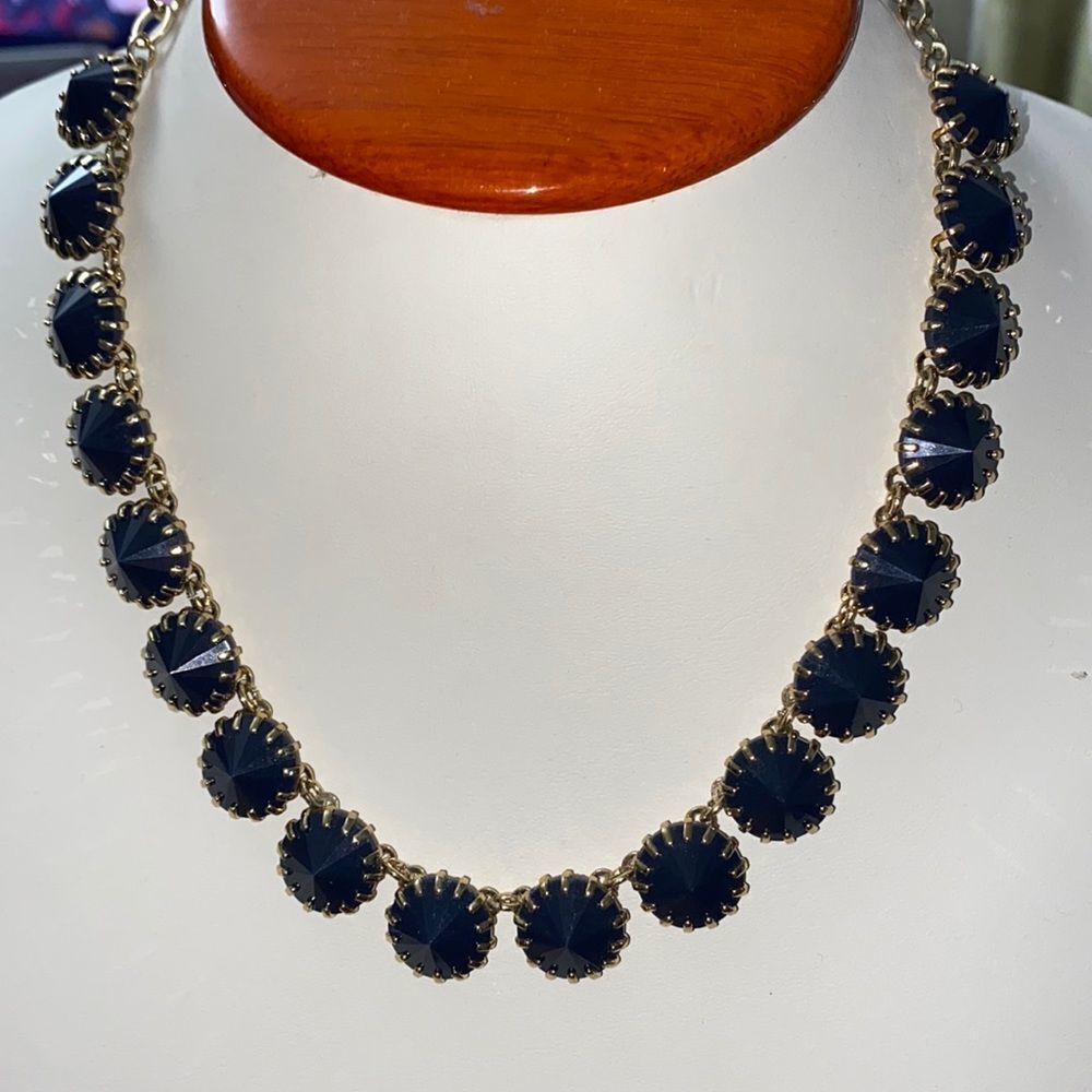 Retired J. Crew Venus Fly Trap Midnight Blue & Gold Tone Necklace